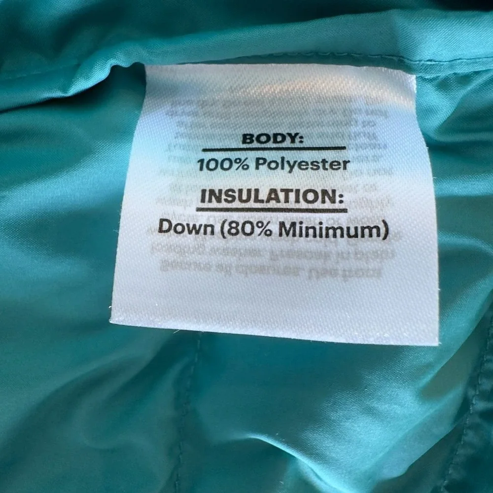 REI Co-op 650 Down Puffer Jacket Kids Small Teal Full Zip Packable Lightweight